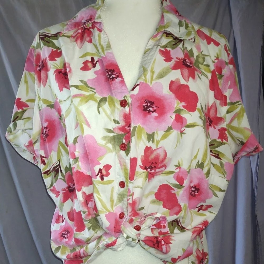 ERIKA PLUS FLORAL HAWAIIAN TROPICAL FUN PARTY PINK